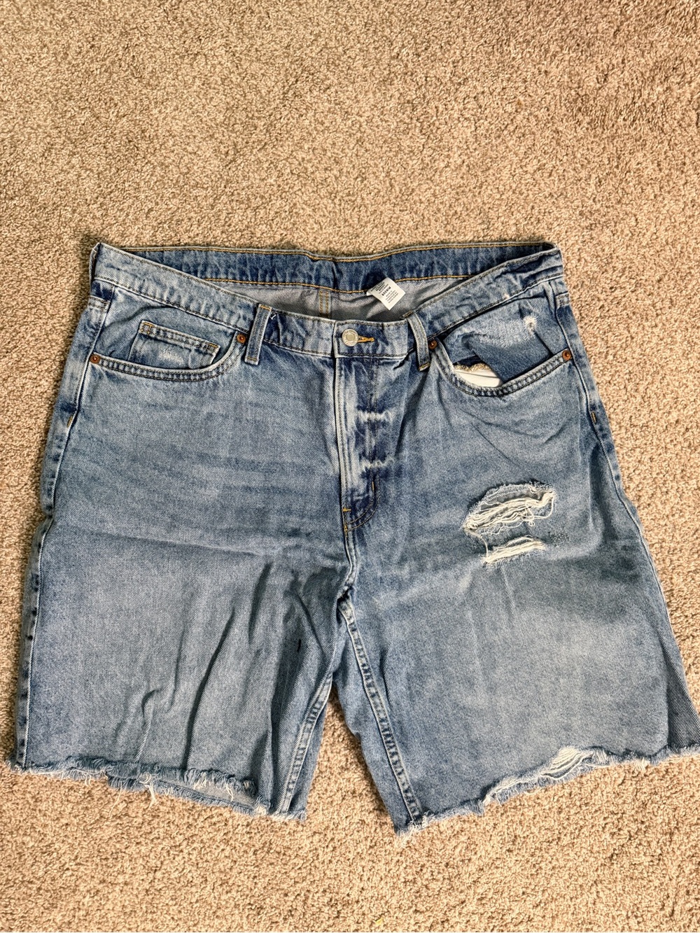 & Other Stories Light Blue Distressed Denim Jean Shorts